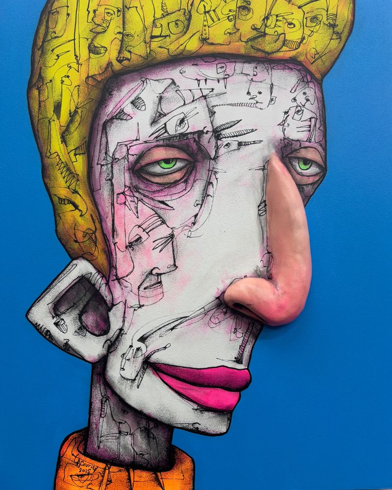 "Beavis" 14 in x 11 in 3D Mixed Media