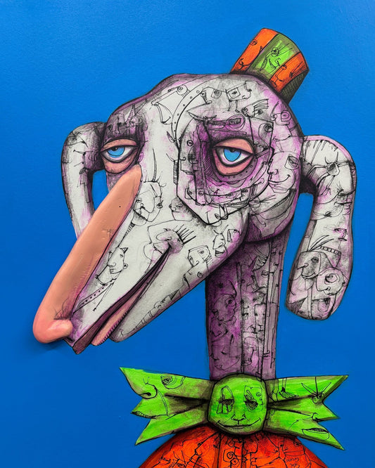 "Elijah Dachshund" 14 in x 11 in 3D Mixed Media